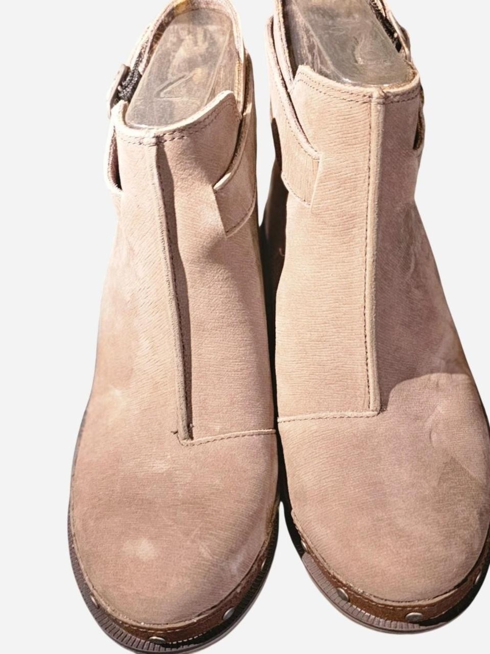 Chaco Taupe Suede Heeled Ankle Boots